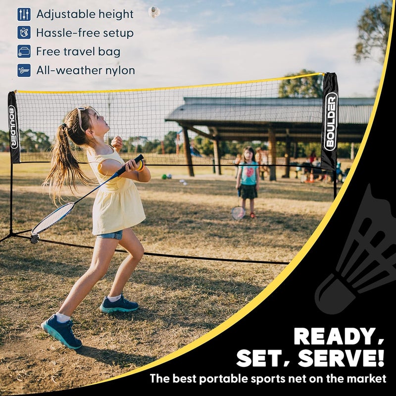 Boulder Portable Badminton Pickleball Net - Foldable/Extendable Poles for Multiple Sports Heights (UP to 5 ft) - Ideal for Tennis, Pickleball, Soccer Tennis - Easy Setup - Image 3